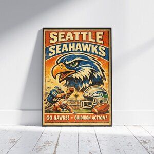 Vintage Seattle Seahawks Poster – Retro NFL Art Print